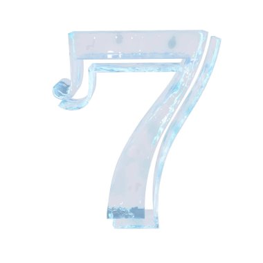 3d symbol made of ice. number 7