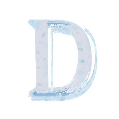 3d symbol made of ice. letter d
