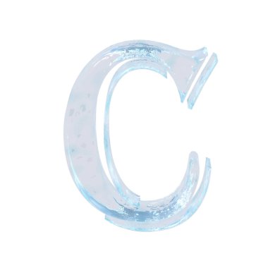 3d symbol made of ice. letter c