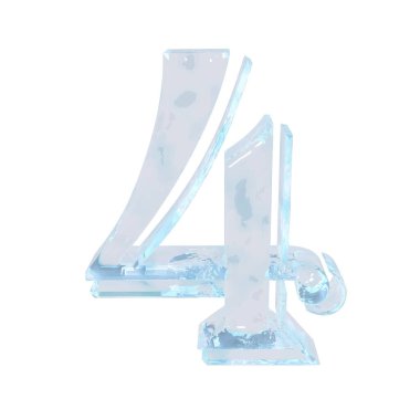 3d symbol made of ice. number 4