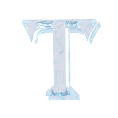 3d symbol made of ice. letter t