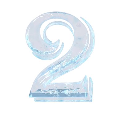 3d symbol made of ice. number 2