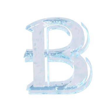 3d symbol made of ice. letter b