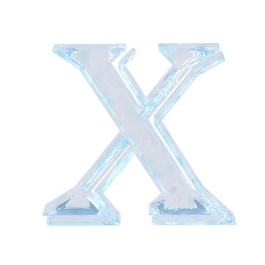 3d symbol made of ice. letter x