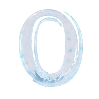 3d symbol made of ice. number 0
