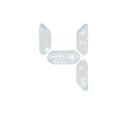 Digital 3d symbol made of ice. number 4