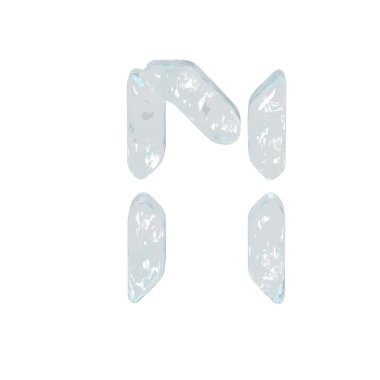 Digital 3d symbol made of ice. letter n