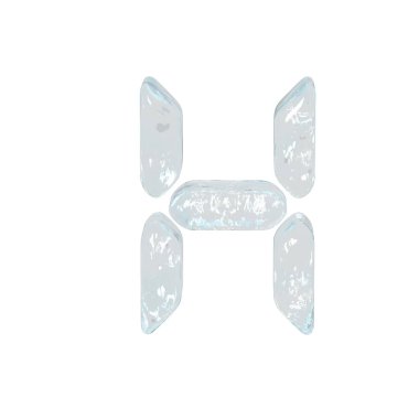 Digital 3d symbol made of ice. letter h