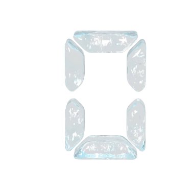 Digital 3d symbol made of ice. number 0