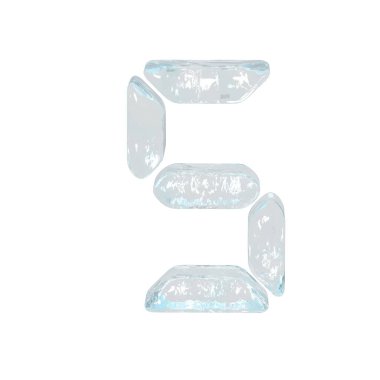 Digital 3d symbol made of ice. number 5