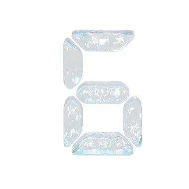 Digital 3d symbol made of ice. number 6