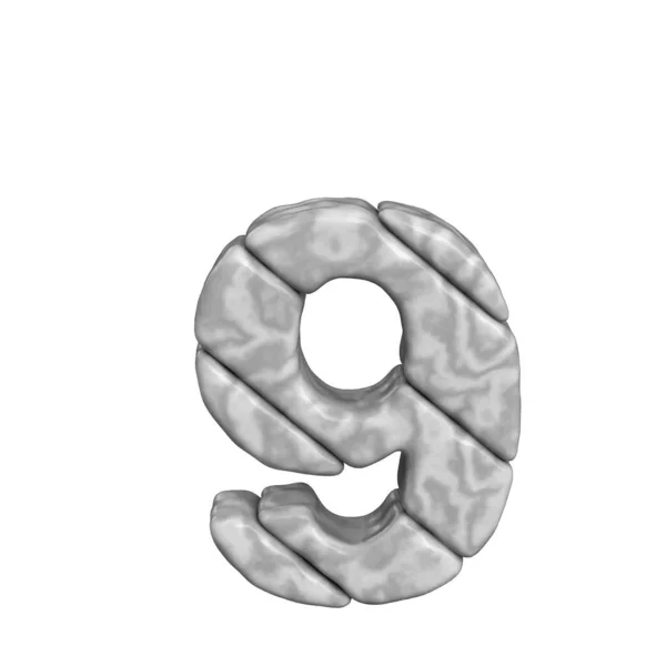 3d symbol made of marble. number 9