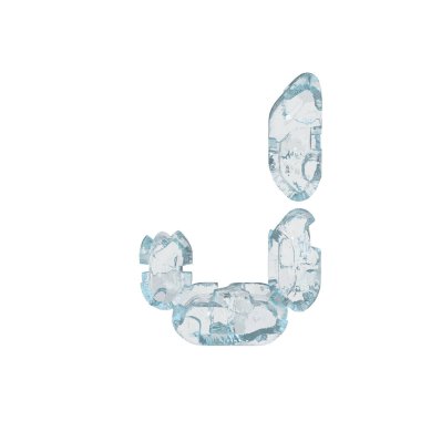 Buz 3D sembolü dijital yazı tipi şeklinde. J harfi