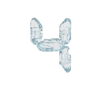 Buz 3D sembolü dijital yazı tipi şeklinde. 4 numara.