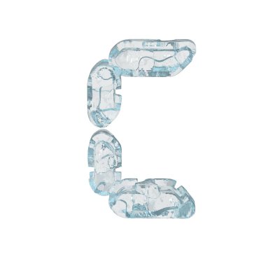 Buz 3D sembolü dijital yazı tipi şeklinde. c harfi