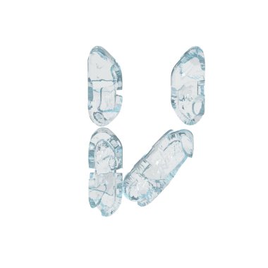 Buz 3D sembolü dijital yazı tipi şeklinde. V harfi