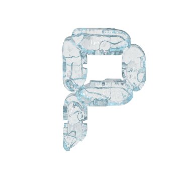 Buz 3D sembolü dijital yazı tipi şeklinde. p harfi