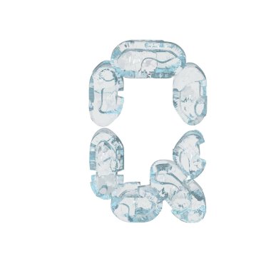 Buz 3D sembolü dijital yazı tipi şeklinde. Q harfi