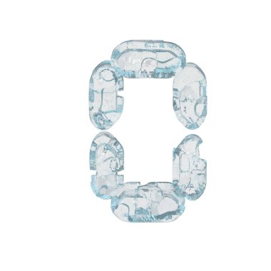 Buz 3D sembolü dijital yazı tipi şeklinde. O harfi