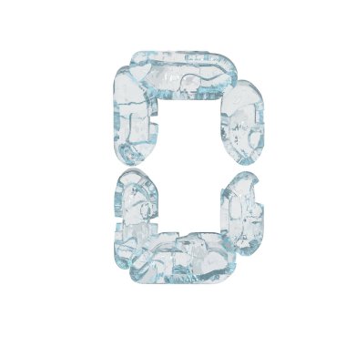 Buz 3D sembolü dijital yazı tipi şeklinde. D harfi