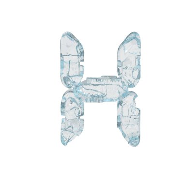 Buz 3D sembolü dijital yazı tipi şeklinde. h harfi