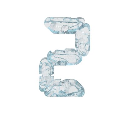 Buz 3D sembolü dijital yazı tipi şeklinde. 2 numara.
