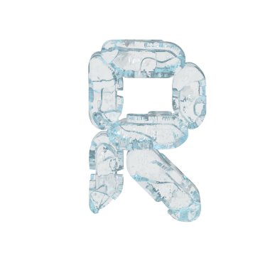 Buz 3D sembolü dijital yazı tipi şeklinde. harf r