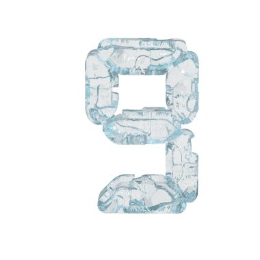 Buz 3D sembolü dijital yazı tipi şeklinde. 9 numara.