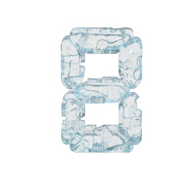 Buz 3D sembolü dijital yazı tipi şeklinde. 8 numara.