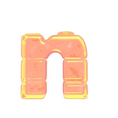 Turuncu buzdan yapılmış 3 boyutlu sembol. n harfi