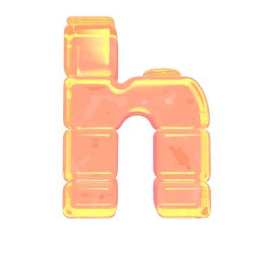 Turuncu buzdan yapılmış 3 boyutlu sembol. h harfi