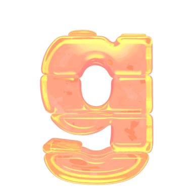 Turuncu buzdan yapılmış 3 boyutlu sembol. G harfi