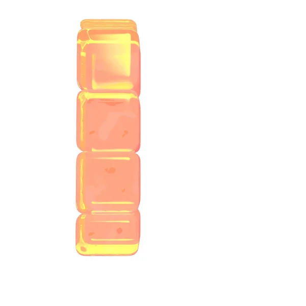 オレンジ色の氷で作られた3Dシンボル 手紙L — ストックベクタ