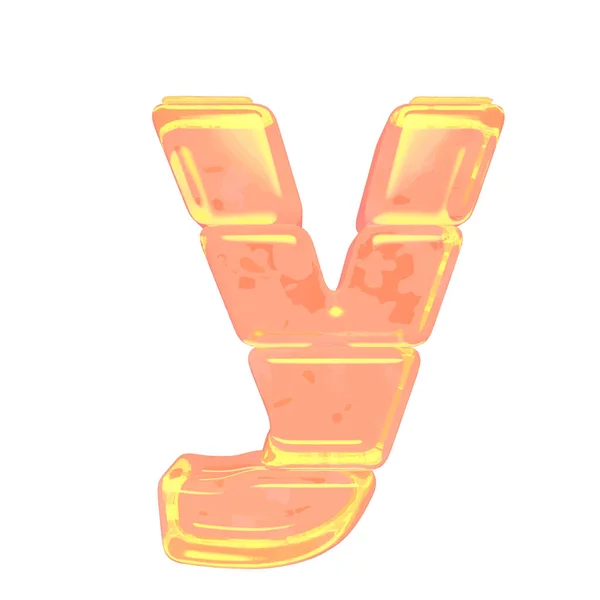 3D符号由橙色冰块制成 字母Y — 图库矢量图片