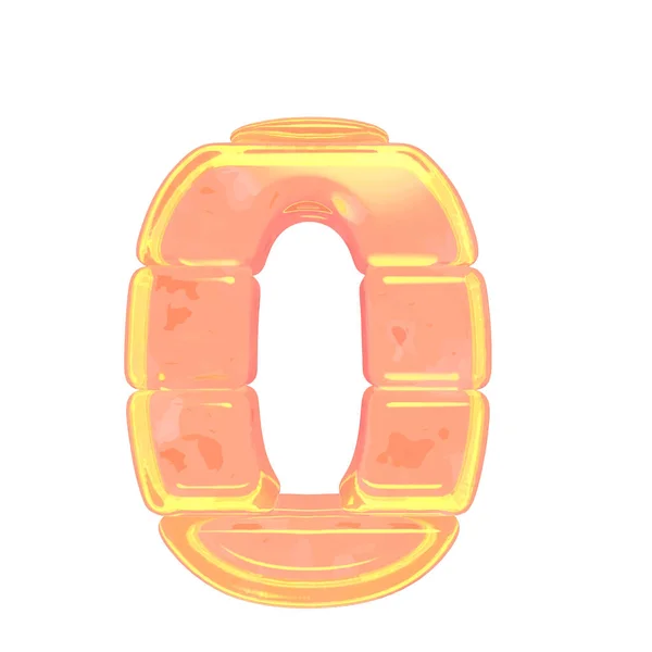 オレンジ色の氷で作られた3Dシンボル 番号0 — ストックベクタ