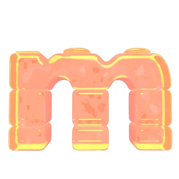 3D符号由橙色冰块制成 字母M — 图库矢量图片
