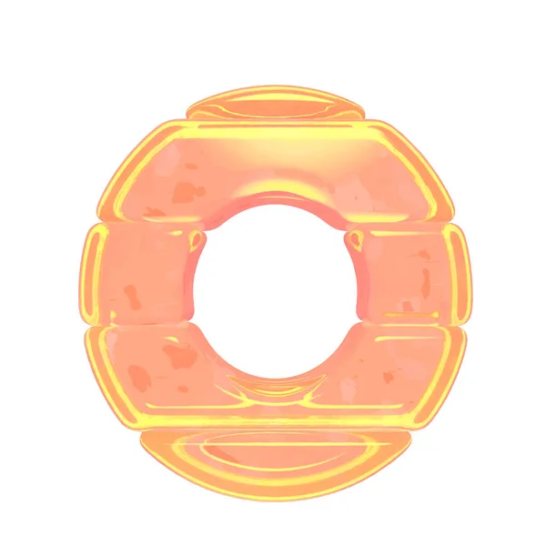 3D符号由橙色冰块制成 字母O — 图库矢量图片
