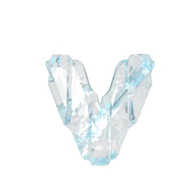 Kalın dikey kayışlı üç boyutlu buz sembolü. V harfi