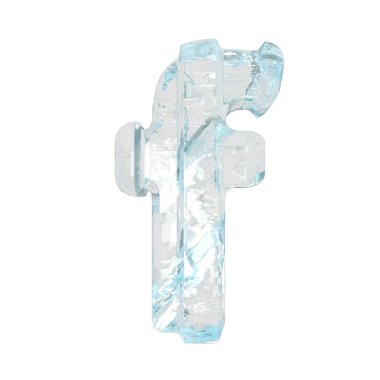 Kalın dikey kayışlı üç boyutlu buz sembolü. F harfi