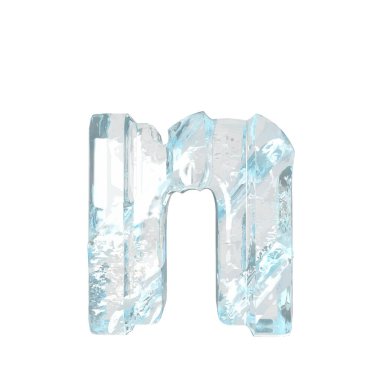 Kalın dikey kayışlı üç boyutlu buz sembolü. n harfi