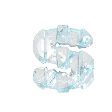 Kalın dikey kayışlı üç boyutlu buz sembolü. s harfi