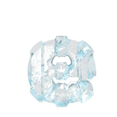 Kalın dikey kayışlı üç boyutlu buz sembolü. E harfi