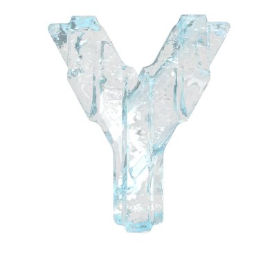 Kalın dikey kayışlı üç boyutlu buz sembolü. Y harfi