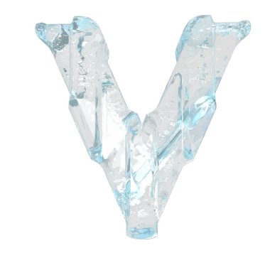 Kalın dikey kayışlı üç boyutlu buz sembolü. V harfi