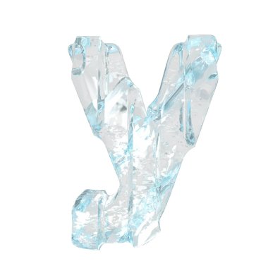 Kalın dikey kayışlı üç boyutlu buz sembolü. Y harfi