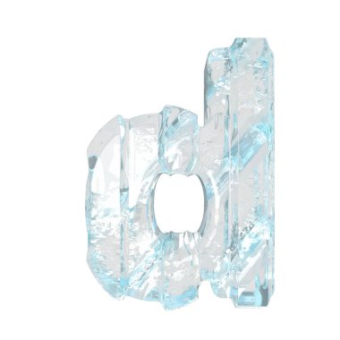 Kalın dikey kayışlı üç boyutlu buz sembolü. D harfi