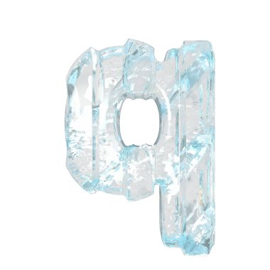 Kalın dikey kayışlı üç boyutlu buz sembolü. Q harfi