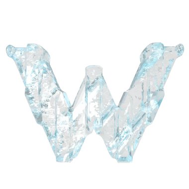 Kalın dikey kayışlı üç boyutlu buz sembolü. w harfi