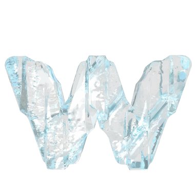 Kalın dikey kayışlı üç boyutlu buz sembolü. w harfi