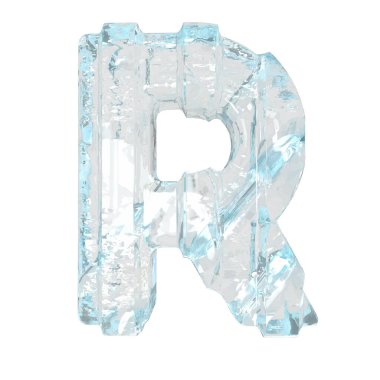 Kalın dikey kayışlı üç boyutlu buz sembolü. harf r